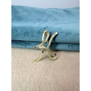 Vintage Gold Tone Initial K Brooch, Textured‎ Monogram Letter Pin